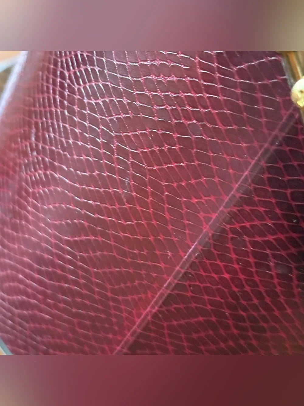 Vintage MCM Shelton Faux Snake Skin Ice Bucket Burgundy and Gold